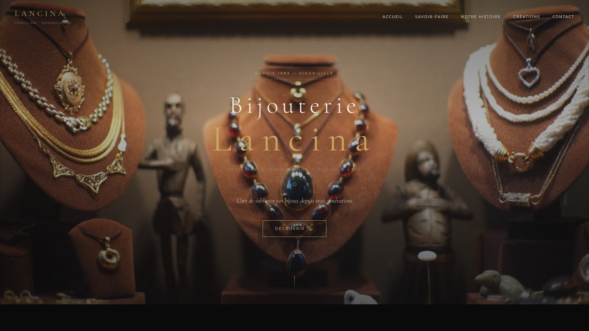 Site internet Bijouterie Lancina - Joaillerie artisanale Lille