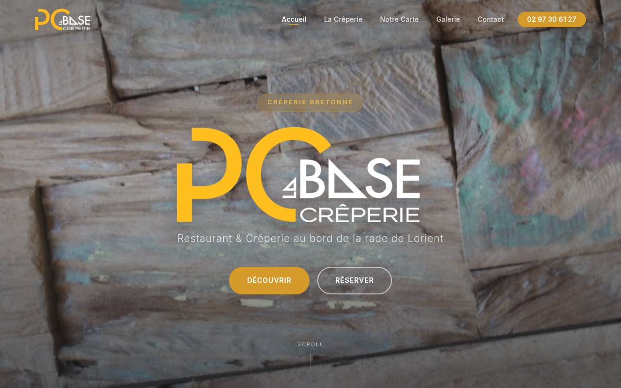 Site internet PC de la Base - Restaurant et creperie Lorient