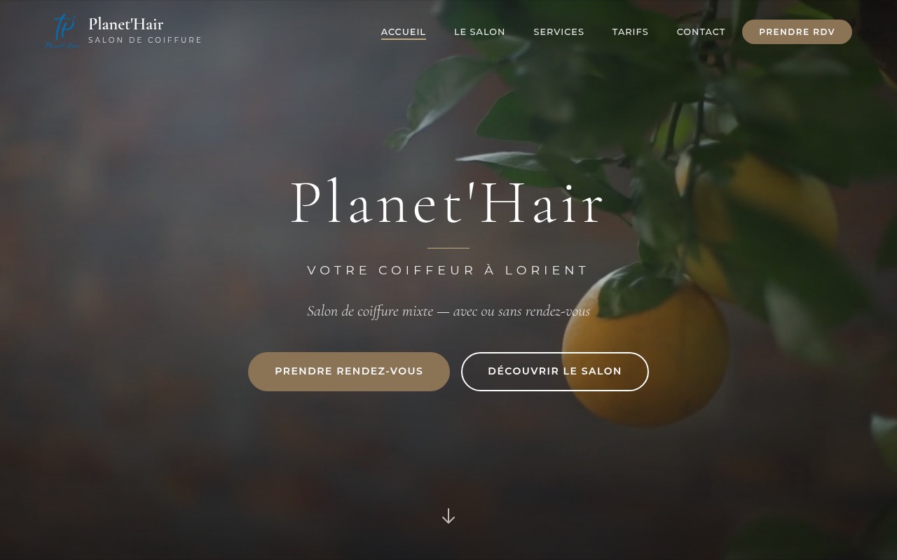 Site internet Planet Hair - Salon de coiffure